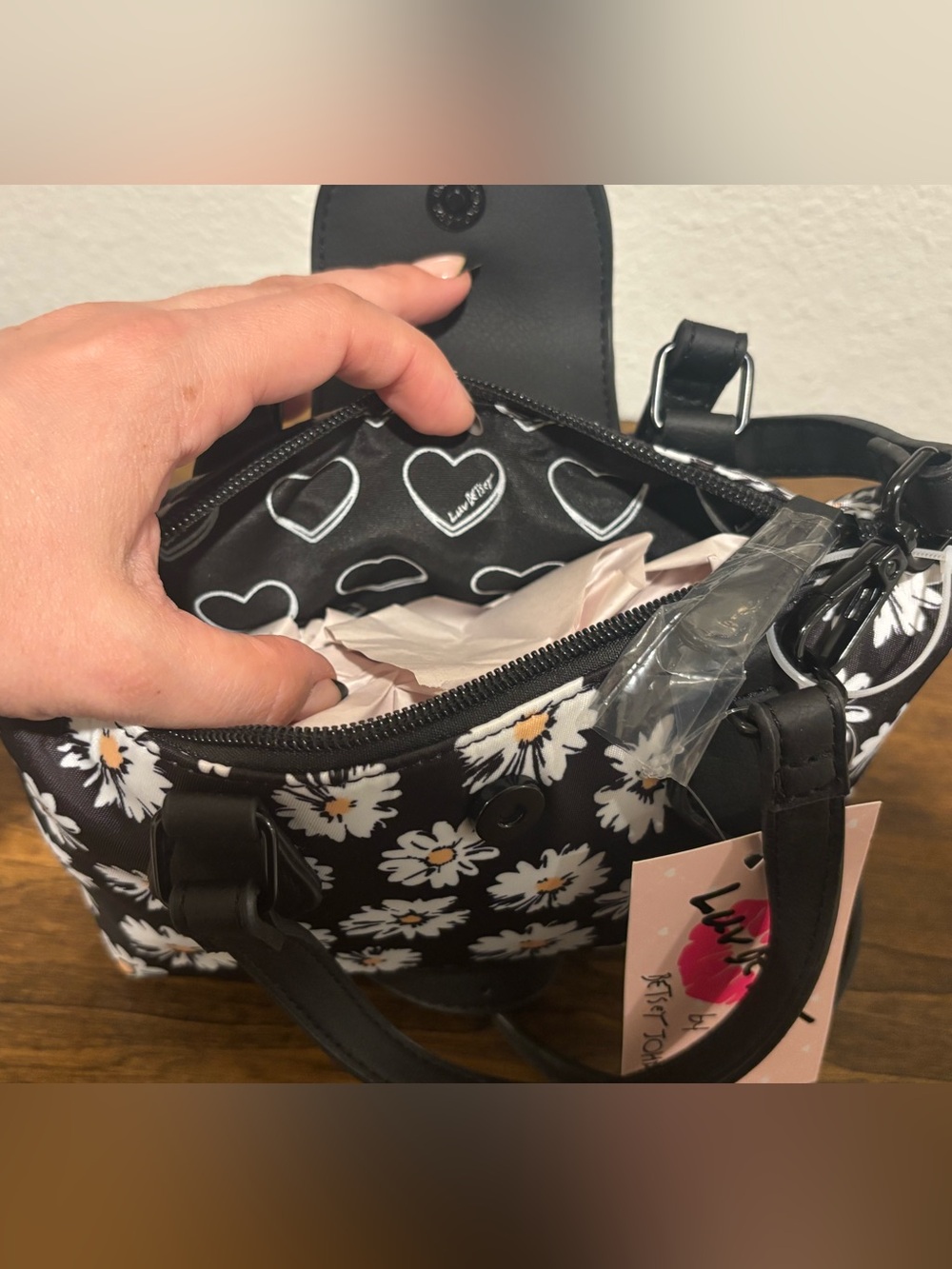 LuvBetsey Black Daisy Mini Crossbody Bag - Picture 6 of 11